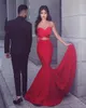 Billiga 2016 Modest African Prom Klänningar Sexig Sweetheart Neck Elegant Röd En Linje Backless Satin Evening Party Gowns Court Train Fast Shipping