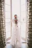 Vintage långa ärmar bröllopsklänningar med spets golvlängd mantel chiffong 2019 billig plus storlek hippie country boho brudklänningar b3815820