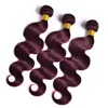 Wefts 9a klass malaysisk burgundy mänskligt hår 99j vin röda 4bunds kroppsvåg vågig malaysisk burgogne röda mänskliga hårvävförlängningar 4p