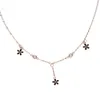 100 925 sterling silver emalj rosa svart tusensköna blomma charm choker passar pandora silver flicka present halsband