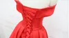 In stock Abiti da ballo in raso rosso Real Photos LP DQL Studio Party Dress Abiti da sera con lacci sul retro Spedizione veloce economica