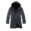 Trench da uomo Autunno2016 Uomo Spessa Cappotto invernale caldo Sezione lunga Colletto rovesciato Monopetto Solido Moda Giacca in pile Soprabito Xxx2027466wrvb