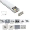 100 x 1m sets / partij Opbouw Aluminium LED-profiel en 17 mm brede u profiel LED voor vloer of plafondlampen