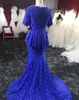 Vraie image africain Robes de bal de style nigéria sirène formel robe de soirée formelle joyau courte manche élégante robe en dentelle de dentelle robe8249981