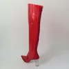 Red PVC Transparente Botas Mulheres Sobre o Joelho Botas Longas Apontou Toe Limpar Rodada Salto Personalizado Cores Sapatos Mulheres Botas 2017 Novo