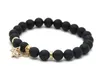 Pierre d'agate noire mate de qualité A, 8mm, 10 pièces/lot, breloques en or, perles CZ, jolis bracelets porte-bonheur, cadeau de fête, vente en gros