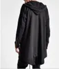 2016 Dark Hooded long sleeve cardigan sweater cloak sling irregular curved jacket men