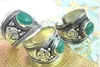Charme unisex turquoise oude zilveren ring amitabha boeddha verstelbare maat religie