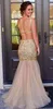 Glamoureuze Mouwloze Crystal Prom Dresses 2021 Mermaid Backless Tule Avondjurk Bling Bling Long Vestidos Crop Top Party-jurk