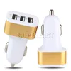 3 Ports USB Car Charger For iPhone 14 13 Pro Max Universal Travel Adapter Car Plug Triple Car USB Charger For iPad Tablet Auto Accessories in OPP Bag