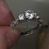 Vecalon Fashion Smycken Vintage Förlovningsring vigselring för kvinnor Cz diamantring 925 Sterling Silver Kvinnlig Fingerring