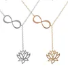 Groothandel 2016 Nieuwe Infinity en Lotus Lariat Hangers Verklaring Ketting Dames Lange Keten Collier Femme Sieraden Accessoires Gratis Verzending