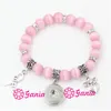 Neuester Brustkrebs-Bewusstseinsschmuck, rosafarbenes Perlenarmband mit Krebsband-Engel, 18 mm Schnapparmband für Brustkrebs