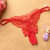 Wholesale-Fashion Intimates Briefs Sexy Lady Underwear G String Open Crotch Thongs T Back Hollow Out butterfly Embroidery G-Strings 