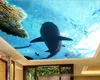 Carta da parati 3d foto personalizzata adesivo da parete murale non tessuto 3 d squali oceanici corallo soffitto pittura murale 3d parete murales carta da parati