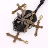 Nr Sun Jezus Crucifix Cross Zapięcie Europejski Lobster Wyzwalacz Charm Koraliki C432 100 sztuk / partia 24x53mm tybetański srebrny / brązowy klips