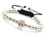 High Grade Jewelry Wholesale 6mm Real gold and White Gold-Plated Beads with Micro Zircon Inserts Skull Macrame Bracelets