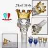 Glasskallskål 14mm 19mm Stor Storlek Skalle Style Rökning Tillbehör med Crown Bong Bowls Smoke Tillbehör för glas Bong