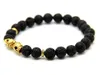 New Products Wholesale Christmas Gift 10pcs/lot 8MM Lava stone Beads Gold & Silver Skull Yoga Bracelets Party Gift