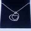 Nouveaux colliers pendentifs 925 bijoux en argent Sterling coeur à coeur pavé CZ collier ras du cou pour les femmes bricolage bijoux de mode fabrication de bricolage