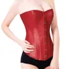 Faux Leather Strapless Corset Red body lift shaper Sexy Lingerie Lace up back 8216318Z