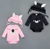 Nowa Jesień Niemowlę Baby Cartoon Bear Pajacyki Z Cap 2 SZTUK Zestaw Dzieci Długie Rękawy Onesies Bluzy Dzieci Stroje Świątujące Ubrania 12260