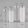 Tube PET transparent/blanc pour test de sel de bain, masque avec capuchon en aluminium, tube cosmétique en plastique transparent/blanc 50cc/80cc, vente en gros