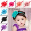 Barnens barn hårband ihålig vågkant chiffong blomma spädbarn baby flickor elastiska hårband huvudband färg