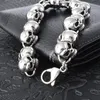 Men Exaggerated Pulseras Titanium Steel Skull Bracelets Wristbands Bangle High Polished Trendy Jewelry Punk Brace lace