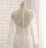 Tulle z długim rękawem Syrenki Wielopięciowe Spódnice Jewel Aplikacje Plus Rozmiar Trąbki Suknie Ślubne Suknia Seksowna Gorset Suknia Ślubna