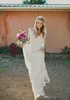 2019 Spitze Boho Trompete Brautkleider Illusion Long Sleeves Modest Backless Böhmische Meerjungfrau Plus Size Country Reception Brautkleider