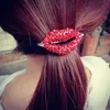 Hot Sales Fashion Korean Cute Girls Hair Clip Full Red Rhinestone Lip Hair Bands Hair Accessories Head Rope for women DHF422