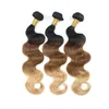 1B427 Miodowe blond malezyjskie ludzkie włosy splatają falę falistą malezyjską 3bundles Three Ton w kolorze Ombre Human Hair Wefts Exten849396373