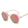 Nouveau 10 pièces/lot femmes sur la taille lunettes de soleil rondes colorées revêtement réfléchissant lunettes de soleil lunettes 11 couleurs livraison gratuite