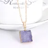 Natural Stone crystal pastel druzy Pendant Necklaces Healing Point Gemstone Necklace original natural stone-style Gold Edged Stones Jewelry