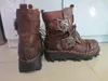 Nuevo 2018 hombre botas de cuero genuino hombre de la pierna alta motocicleta botas cráneo hombre calzado cálido cuero de algodón botas de cuero genuino EU38-44