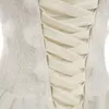 Robe de mariée ligne A en organza à col en V avec manches longues 2018 robes de mariée coiffées à lacets