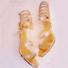 Gold Rhinestone Summer Sandals Shinny Women Rhinestone Strappy High Heel Sandal Boots Gladiator Bridal Wedding Shoes