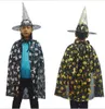 Halloween Barnkläder Trollkarlar Barnkläder Witch Cloak + Hat Två Sats Party Decoration Kids Cipy Witch Cloak Caps