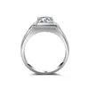 Vecalon Luxury Fashion Smycken Handgjorda Bröllopsband Ring för Män 1ct CZ Diamond 925 Sterling Silver Man Engagemang Finger Ring Gift