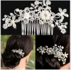 Bridal Wedding Tiaras Hair Combs Hairpin Head pieces Jewelry Accessories Rhinestones Pearl Butterfly Hair Claws for Bride wholesale