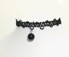 Ny koreanska spetshals halsband krage stil tonåring svart sammet pärla choker halsband krage ben goth rock moment med hänge