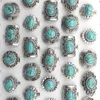 Novos anéis de pedra turquesa vintage projetos misturados Ajuste Ajuste Antique Anéis de Prata Tibeta