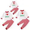 Xmas familj matchande pjs kläder set jul pyjamas set festivel sleepwear nattkläder vuxna barn jag älskar santa kläder