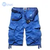 Wholesale-New Brand Men Casual Solid Color Bermuda Loose Cargo Shorts Men Masculina Large Size Design Multi-Pocket Overalls 4 colors A057