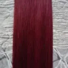 # 99J Vinho Tinto Brasileiro Virgem Cabelo full shine tape em extensões 40 peças 6A 100g fita Reta em extensões de cabelo remy 40 peças