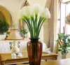 Largo 6 "* 3.5" Latex Calla Lily Flores Artificiales Color Blanco Flores Decorativas Artificial Lily Wedding Party Decoraciones para Eventos 20 unids