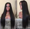 Perucas venda quente 10a qualidade natural peruca de linha fina 130 densidade sedosa peruca de renda reta cabelo chinês peruca dianteira do laço com cabelo do bebê livre s