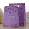 100st 3 Storlekar Lovely Purple Craft Paper Presentväska för Candy Cookie Makeup med handtag Julbröllopspåsar Party Favivers Packaging ZA0928