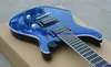 Novo Brand Electric Guitar Way Personalizado Veja através de String Blue Thru Body Ferrules1813717
